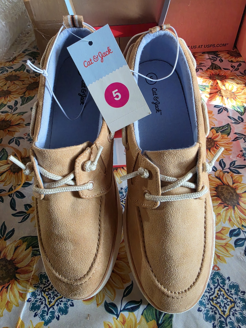 Cat & Jack Tan Suede Boat Shoes